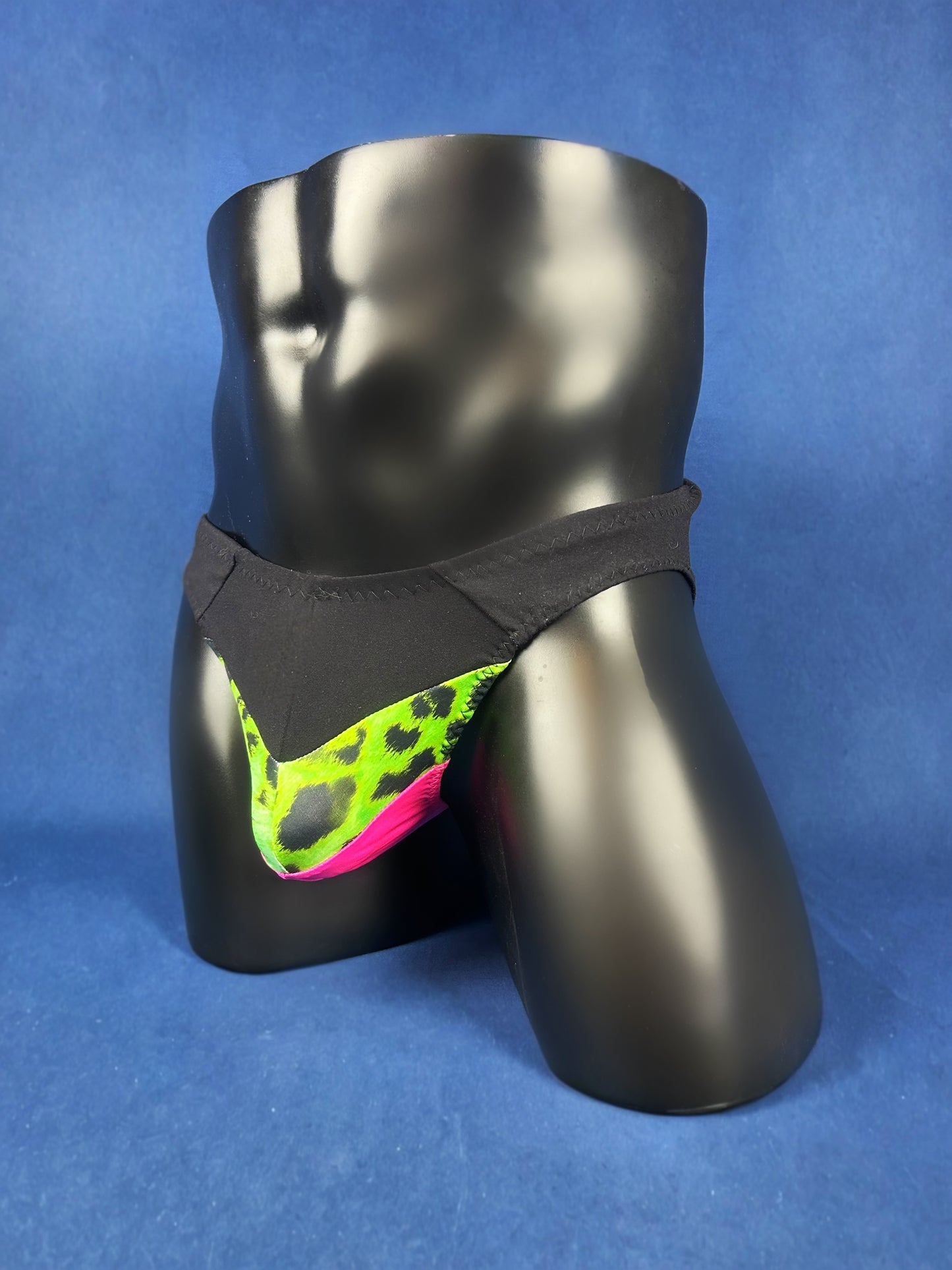 Black Brief w/ Green Leopard and Hot Pink Details