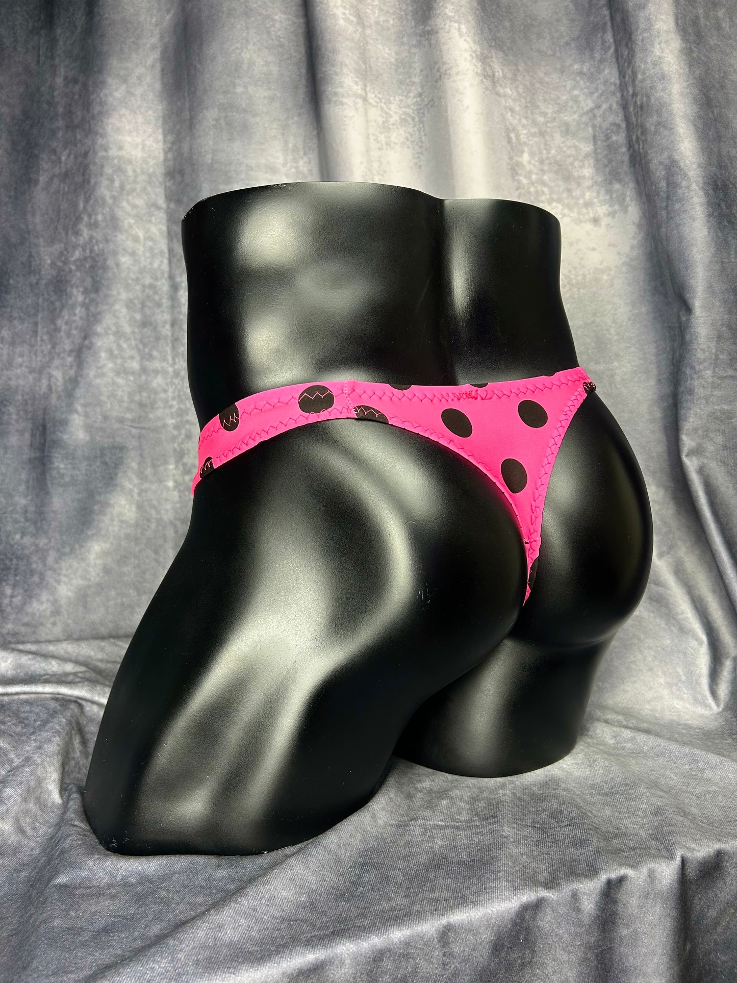 Pink & Black Polka Dot Thong