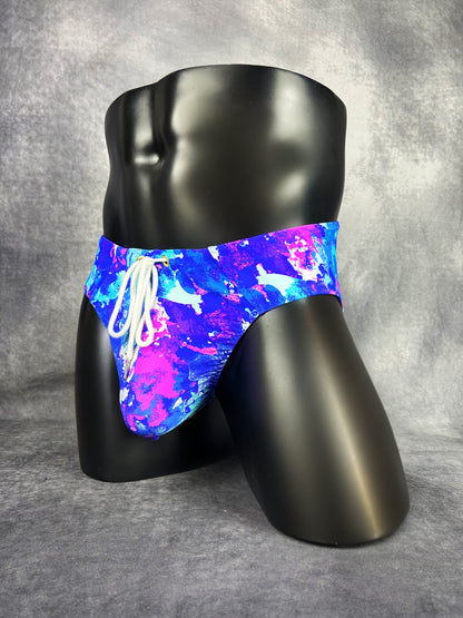 Blue & Pink Watercolor Swimsuit Bottoms