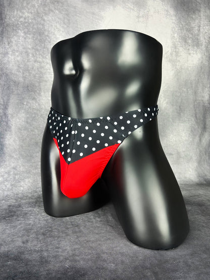 Black & White Polka Dot Bottoms w/ Red Detailing