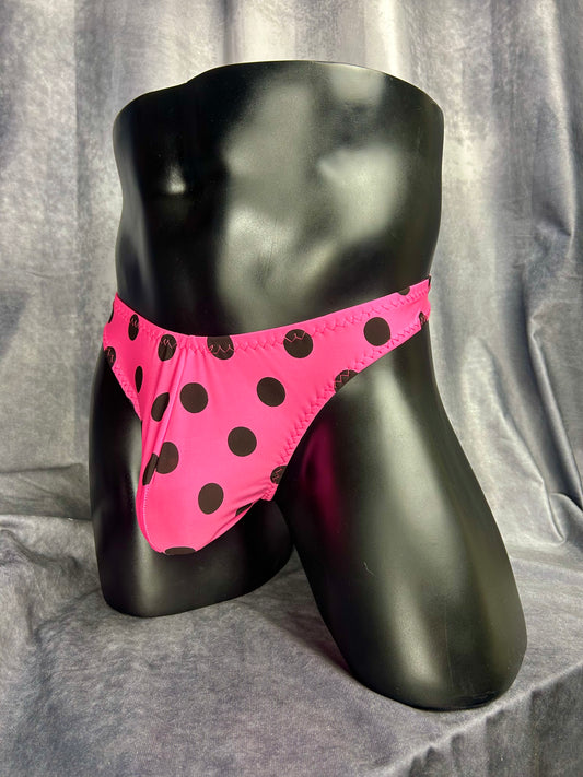 Pink & Black Polka Dot Thong